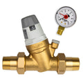 Caleffi 1/2 Inch Water Pressure Regulator with Gauge and Cartridge