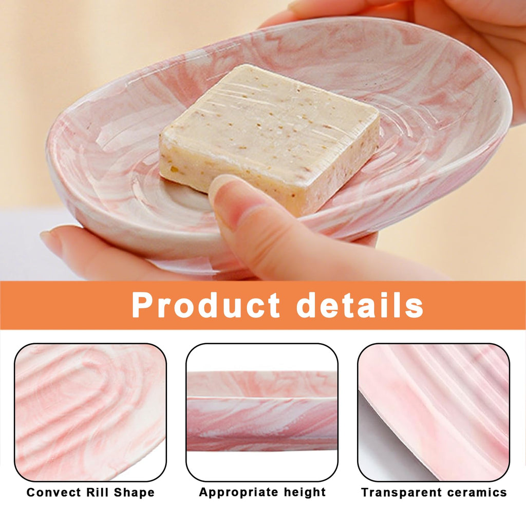 Xgvzs 1 PCS Ceramic Soap Dish Bar Soap Holder Soaps Tray Dish Oval Container Keep Soap Dry for Bathroom Sink Kitchen Counter Pink