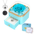 Firestyle Preserved Light Blue Real Rose with 100 Languages Necklace