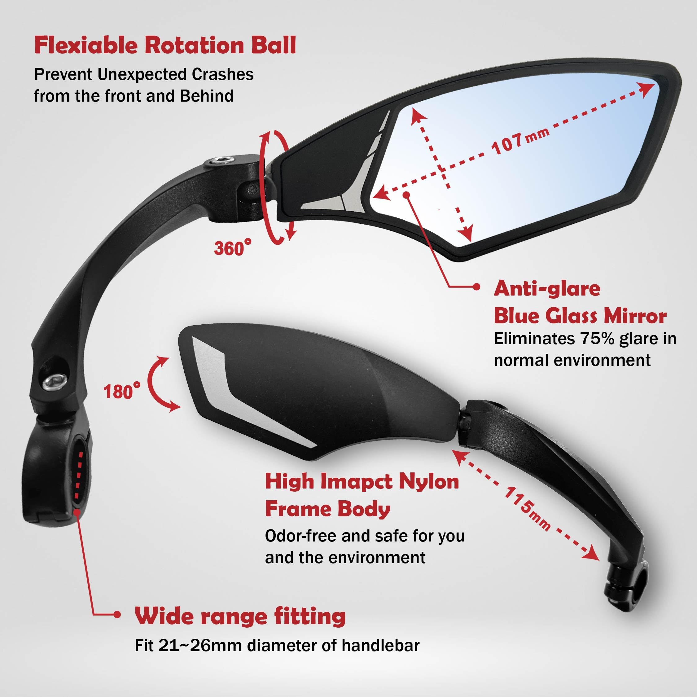 Hafny HD Bike Mirror – Blast-Resistant Glass for MTB & E-Bike (Right)