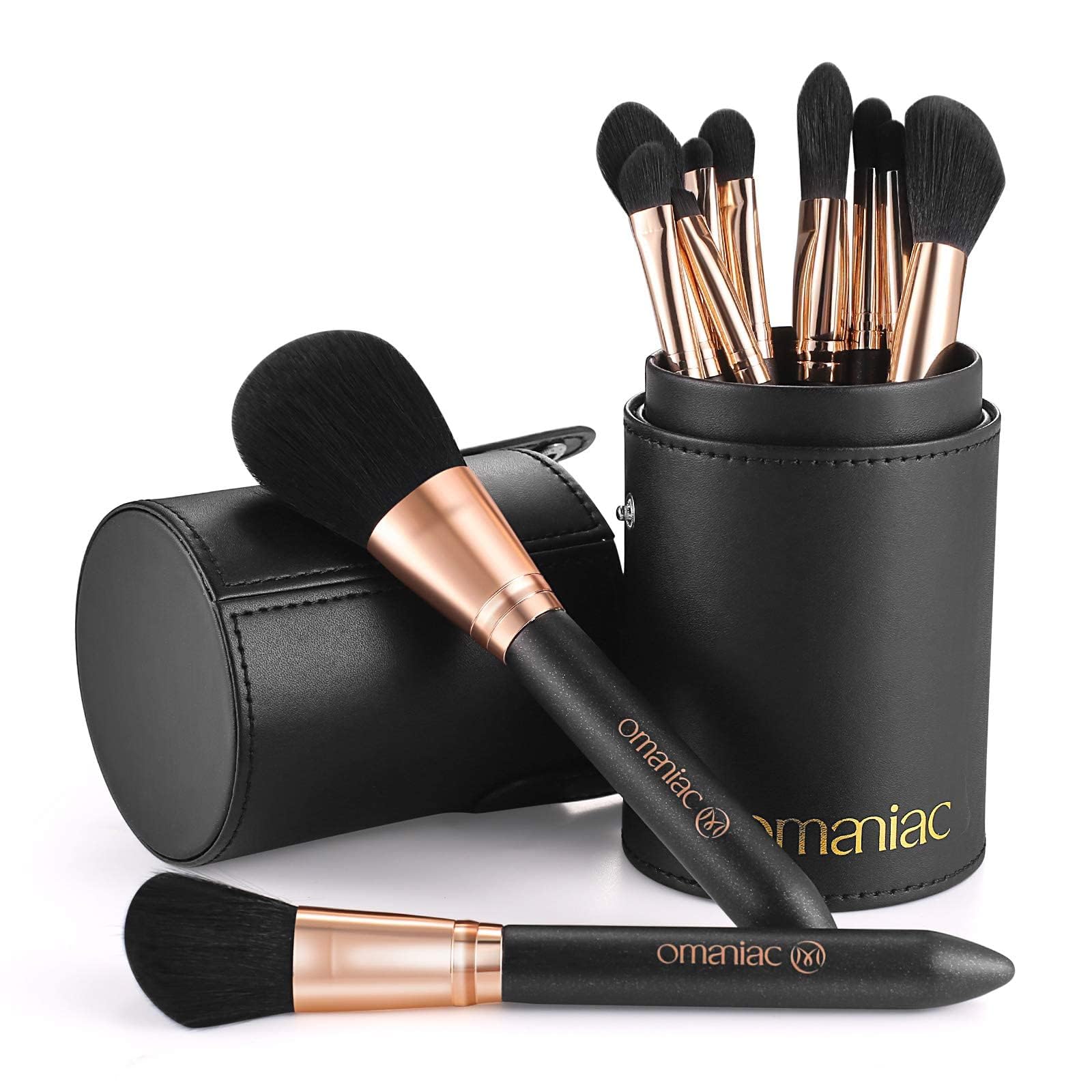 OMANIAC Professional Makeup Brushes Set (12Pcs) | Pearl Flash Handles