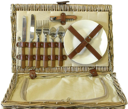 Jolof Store 2 Person Wicker Picnic Basket with Built-in Chiller Compartment