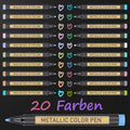 Metallic Marker Pens - 20 Pack Glitter Paint Pens for Crafts