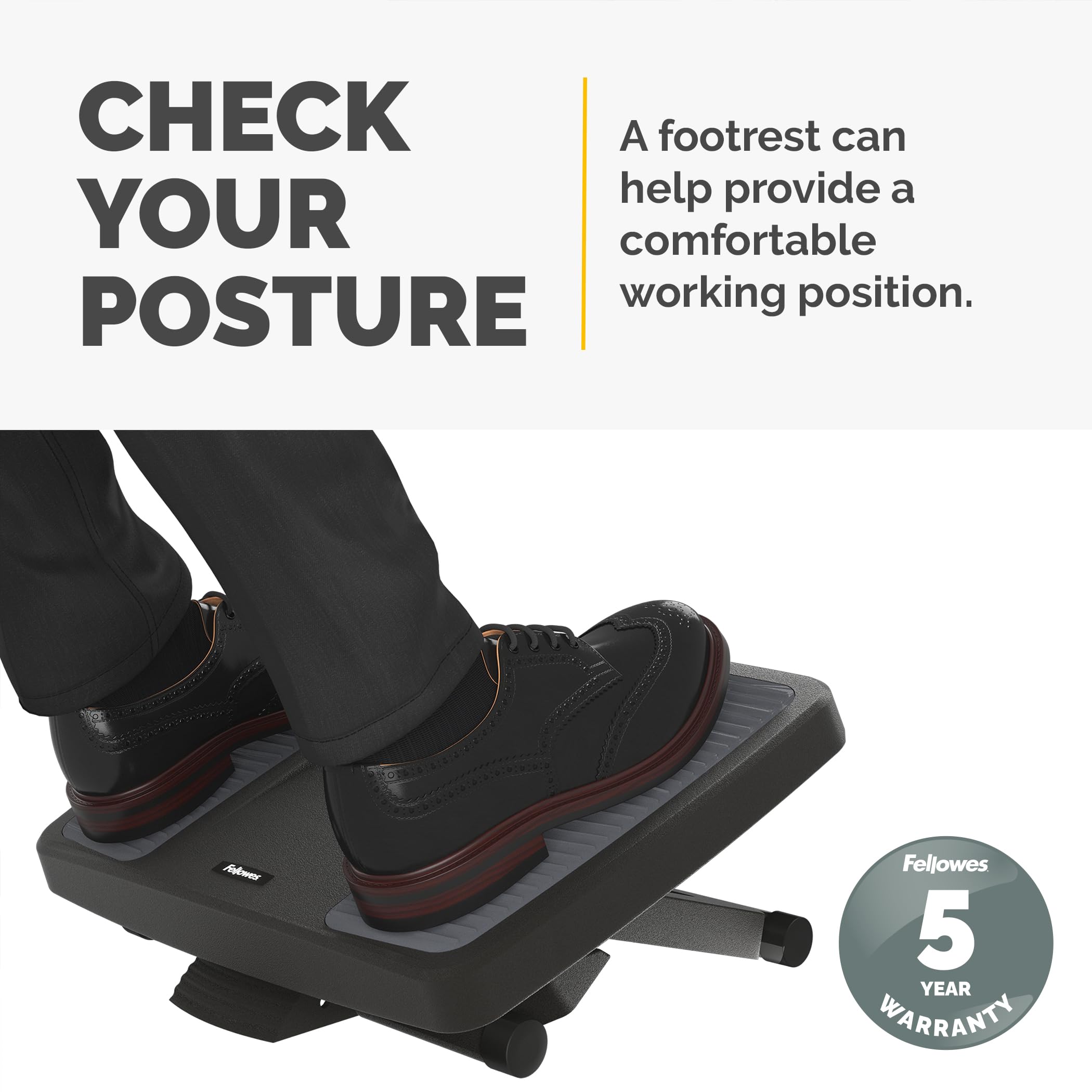 Fellowes Professional Series Ergonomic Foot Rest | Adjustable Massage