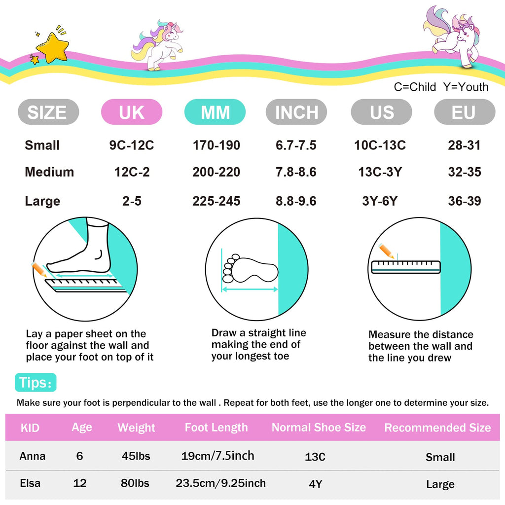 SULIFEEL Rainbow Unicorn Light up Inline Skates for Kids - Medium