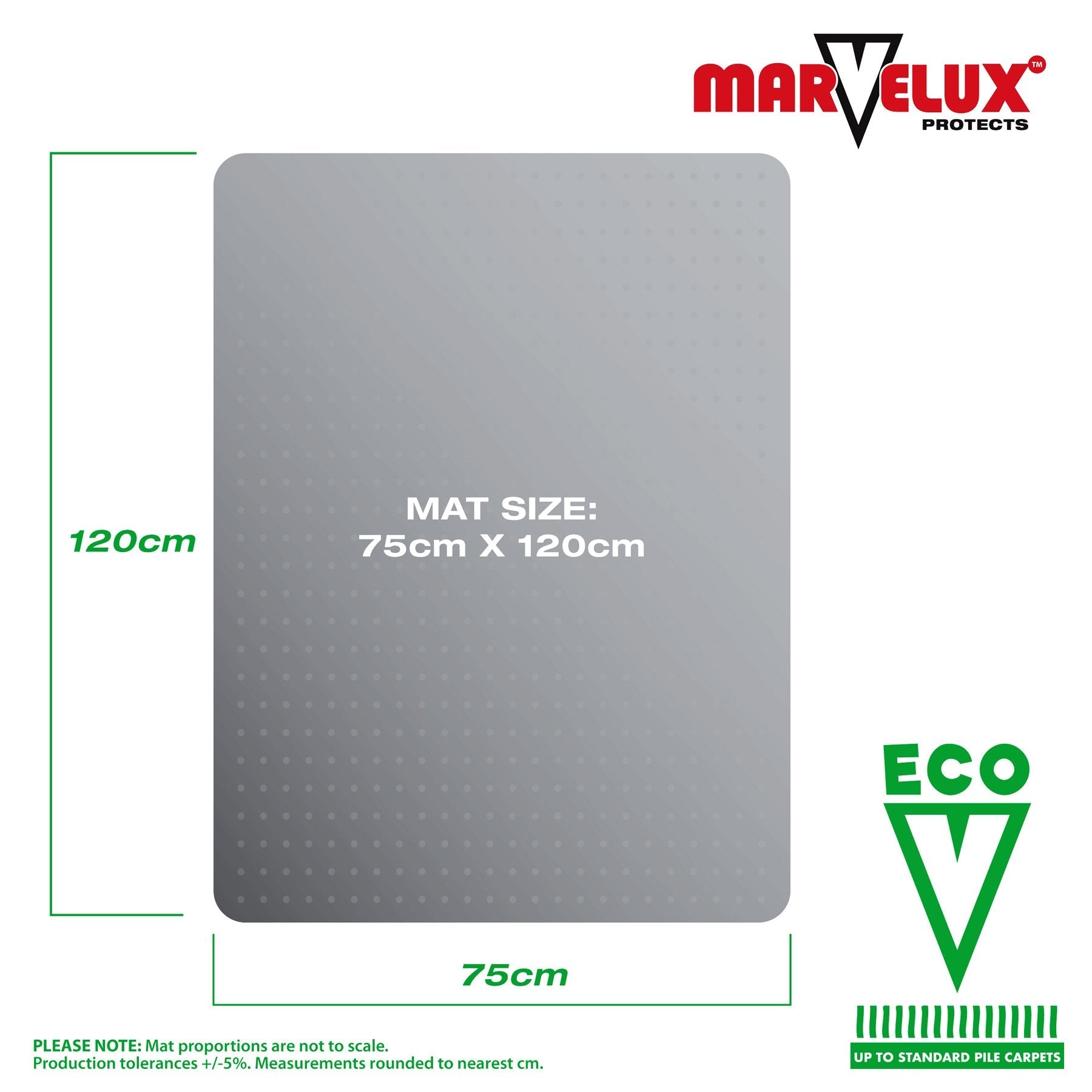 Marvelux Office Chair Mat for Carpets | Clear Eco-Friendly Polymer | 75x120cm
