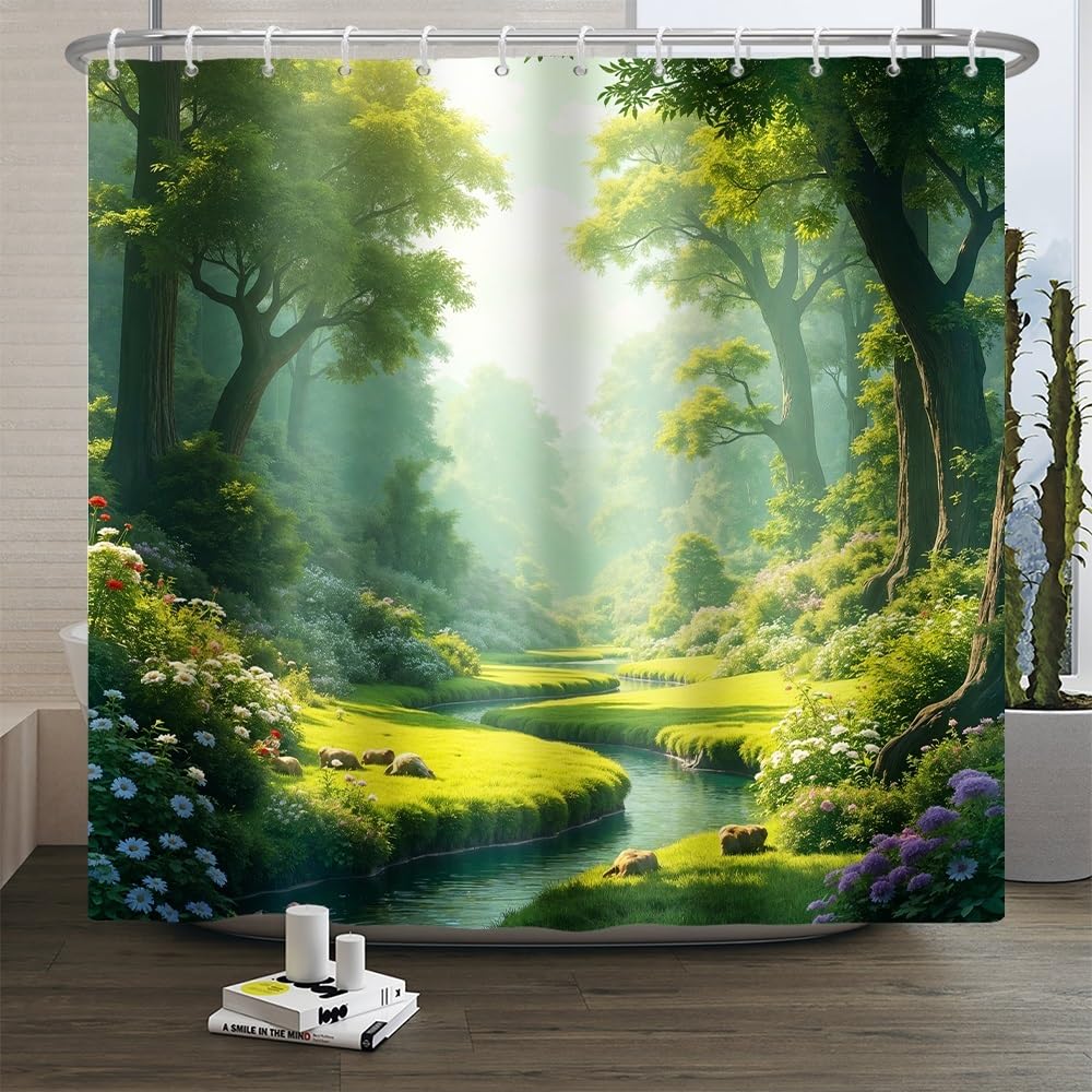 Jolof Store Floral Nature Shower Curtain | Waterproof Polyester Fabric
