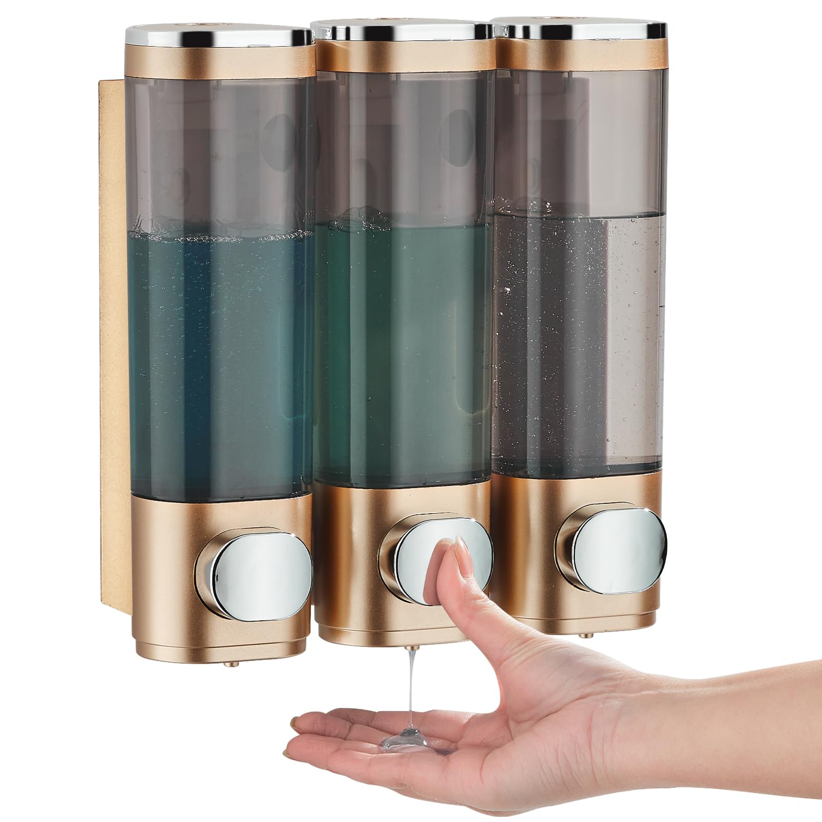 Modunful 3-Chamber Shower Soap Dispenser | Wall Mounted No-Drill ABS