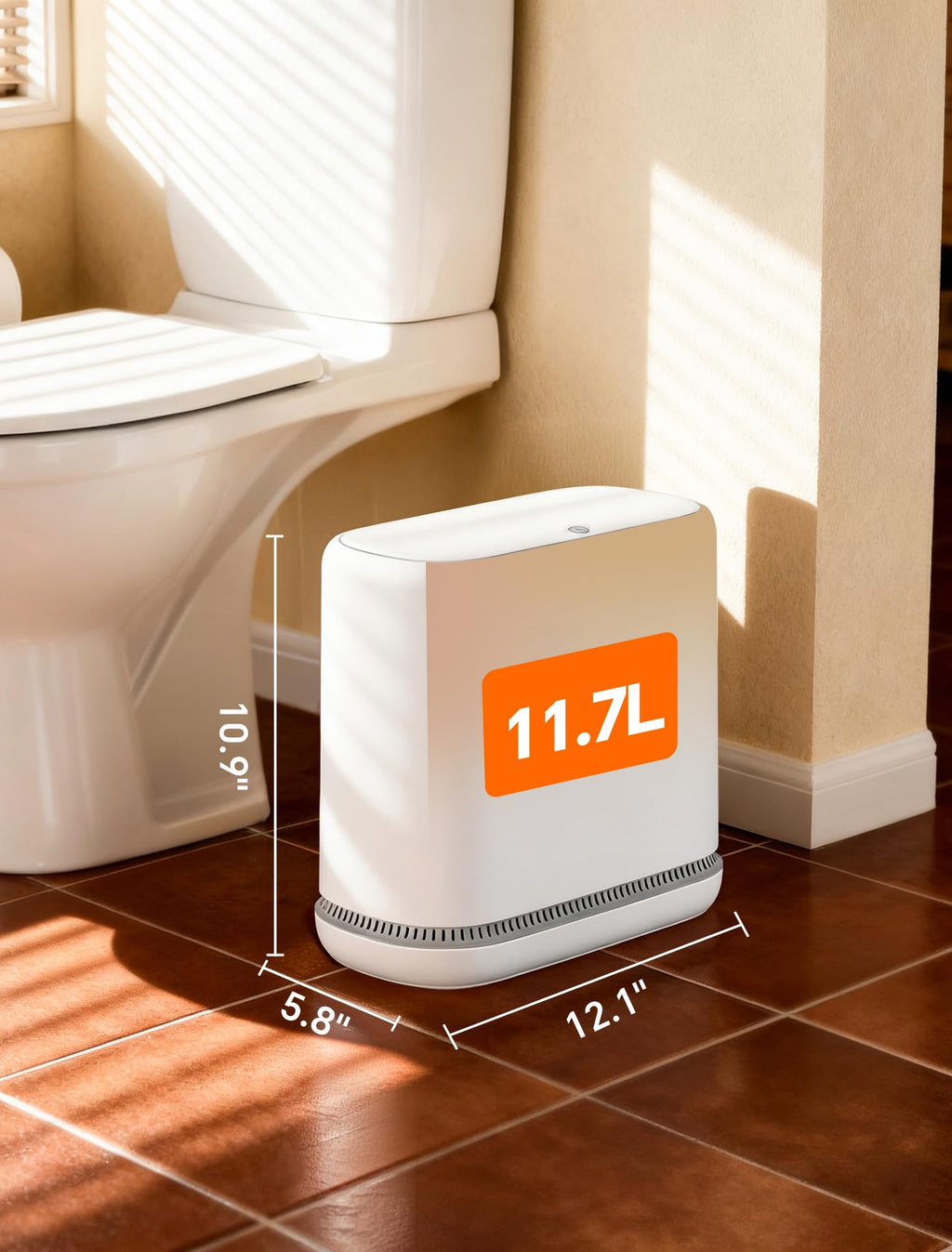 LEGUO Slim Touch Top Bathroom Bin with Lid, White, 11.7L - image 4