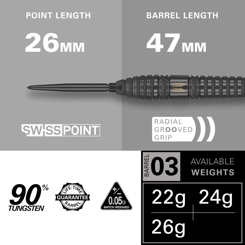 Target Darts Bolide Void 03 Steel Tip Darts | 90% Tungsten, 24g Black