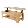 Home Source Lift Top Coffee Table with Storage & Shelf – Oak Effect