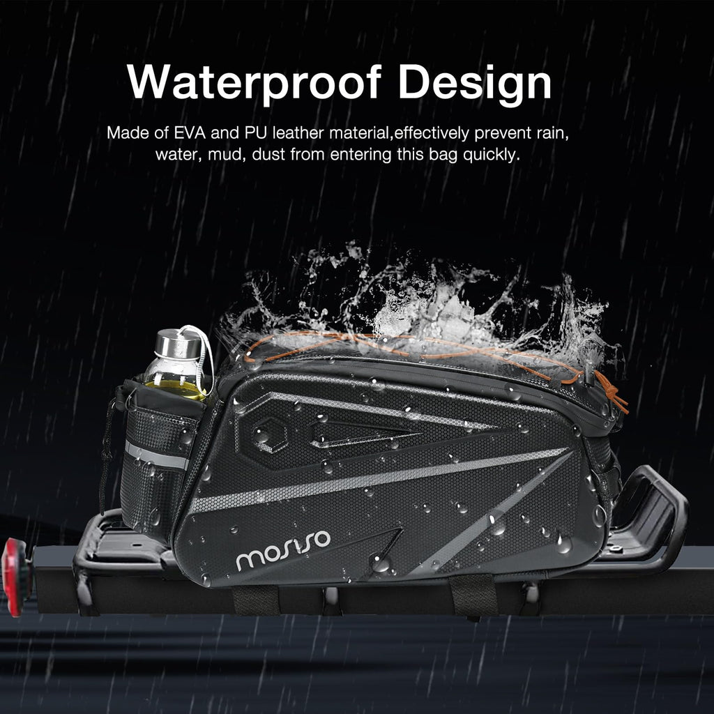 MOSISO 14L Waterproof Bike Rack Bag – EVA Rear Seat Trunk Pannier, Black