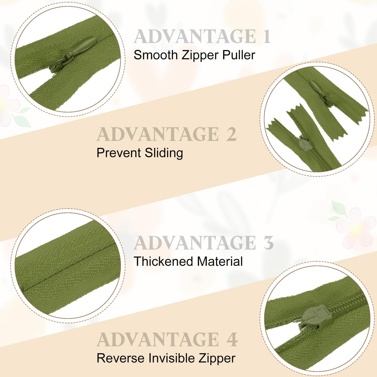 sourcing map 10Pcs 30cm/12-Inch Nylon Coil Zippers, #3 Closed End Separating Jacket Zippers Bulk Frame Replacement for Tailor Sewing Bag Craft - image 3