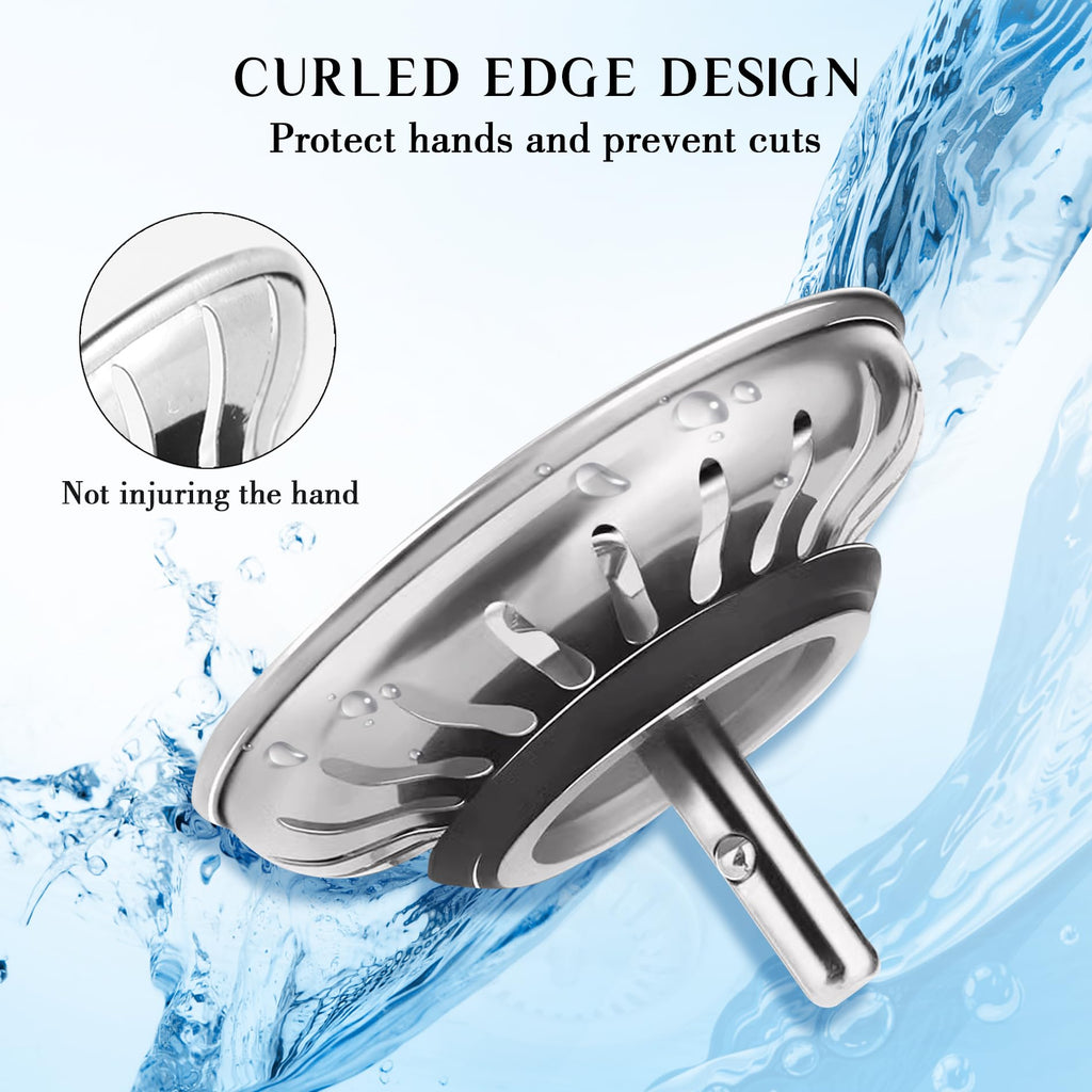 2 Pack Kitchen Sink Plug and Strainer,304 Stainless Sink Strainer PlugThickened version,for Kitchen or Bath Shower Basin Tray - image 3