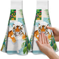 CUTHOLLOW Tiger Microfiber Hanging Kitchen Tea Towels - Set of 2