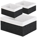 Vagusicc Wicker Storage Basket, Set of 3 Rectangular Storage Gift Hamper Basket with Removable Fabric Lining