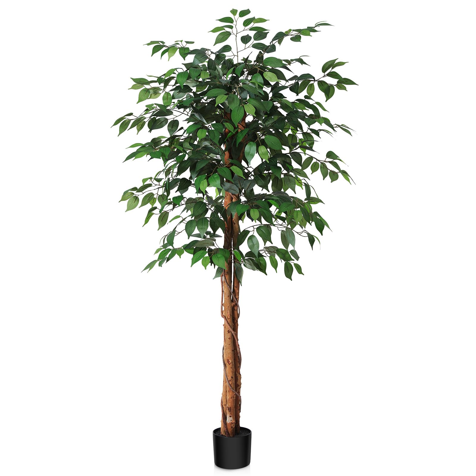SOGUYI 150cm Artificial Ficus Tree | Silk Faux Plant with Natural Wood Trunk