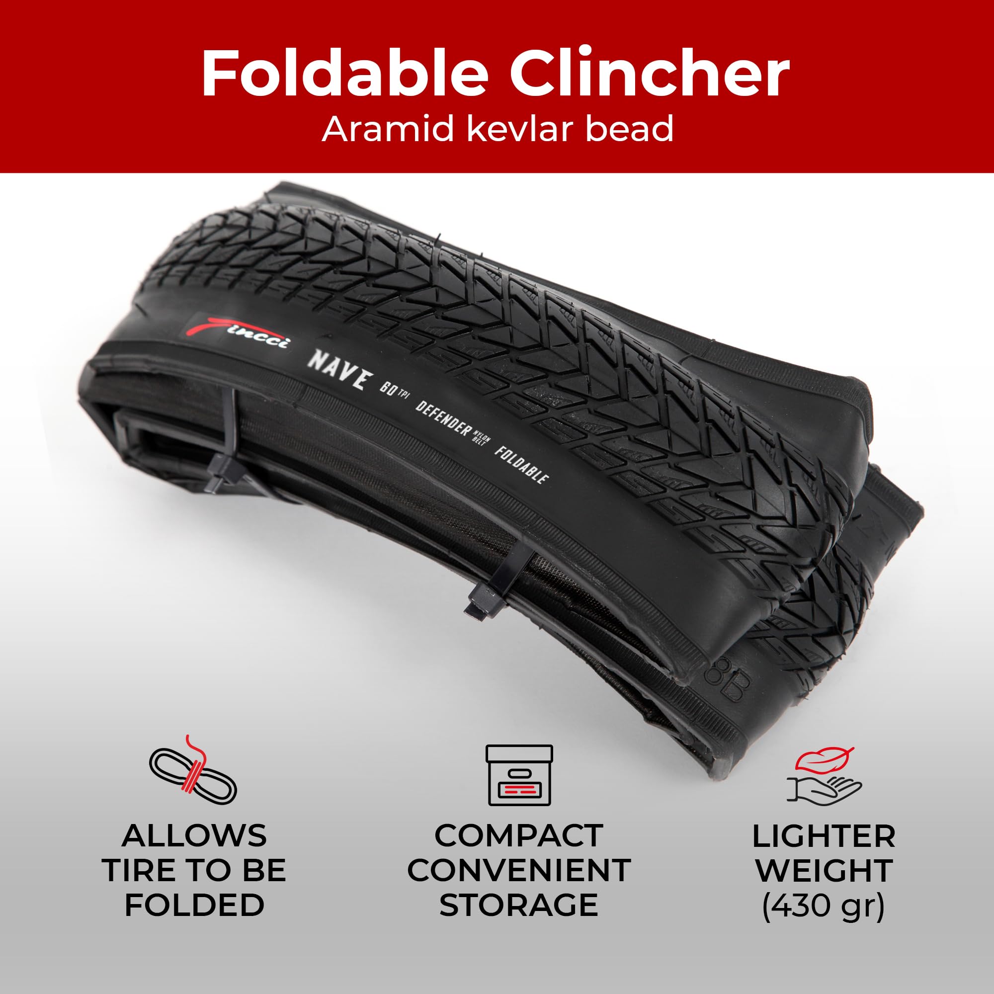 Fincci 700x35c Gravel Bike Tyres | Foldable Puncture Resistant Tires (Pair)