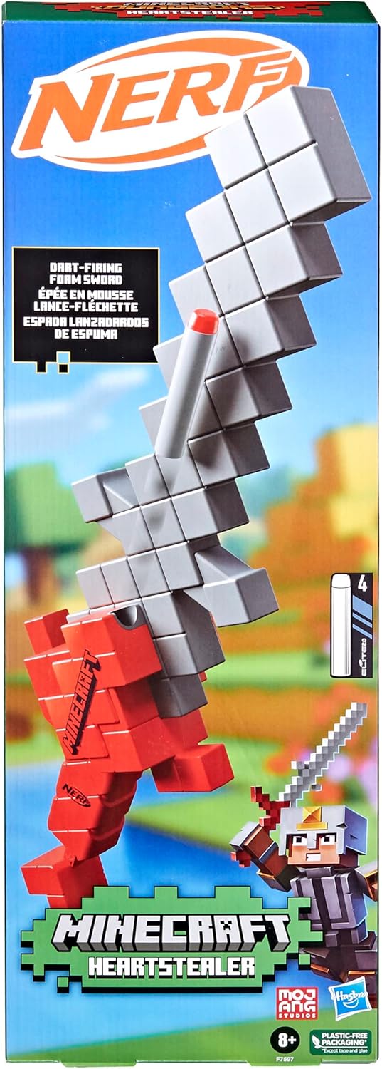 Nerf Minecraft Heartstealer Sword Foam Blaster with 4 Elite Darts