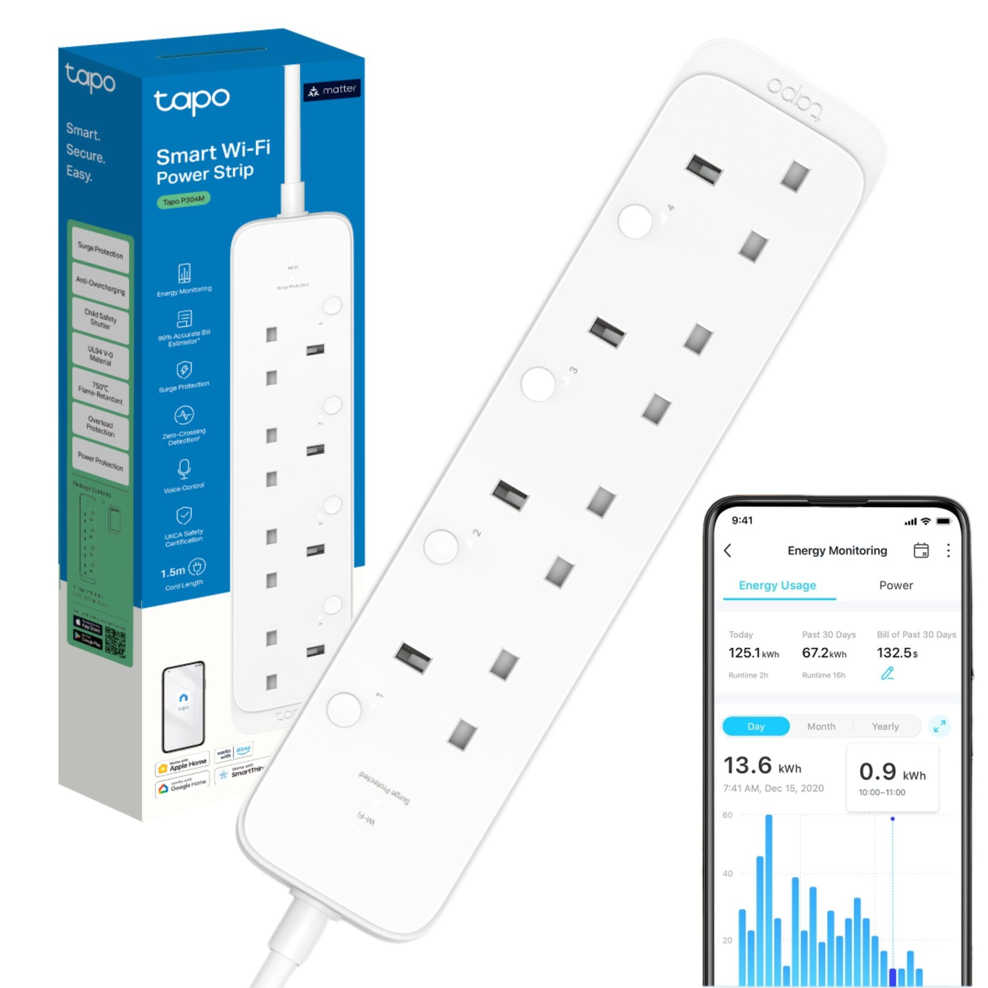 Tapo P304M Smart Power Strip | Matter Certified Energy Monitoring