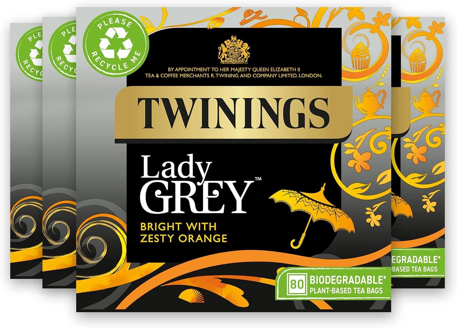 Twinings Lady Grey Black Tea - 320 Tea Bags (Multipack of 4 x 80)