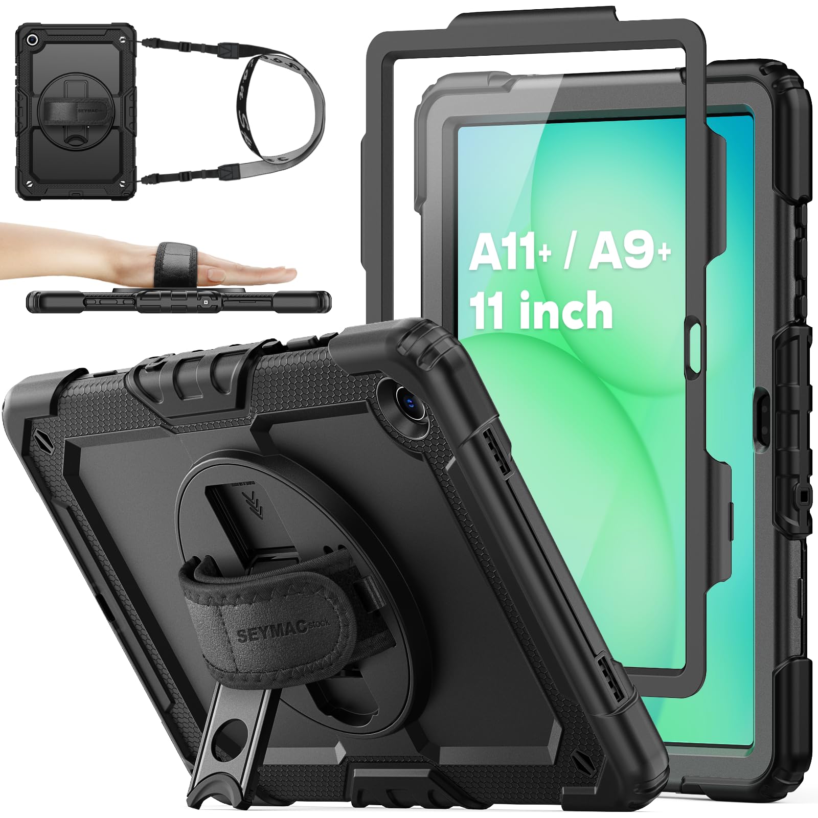 SEYMAC Samsung Galaxy Tab A11+/A9+ Case | Shockproof with 360 Stand