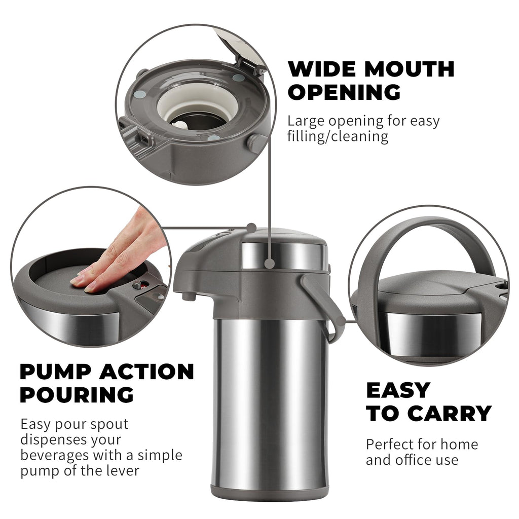 4L Coffee Airpot – Stainless Steel Vacuum Insulated Flask