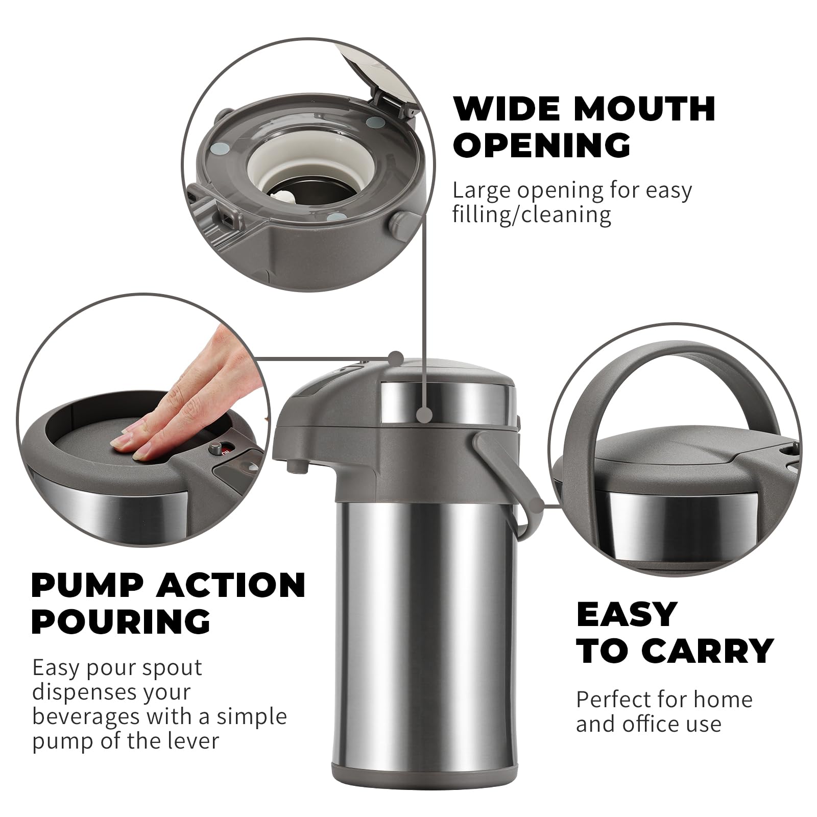 4L Coffee Airpot – Stainless Steel Vacuum Insulated Flask