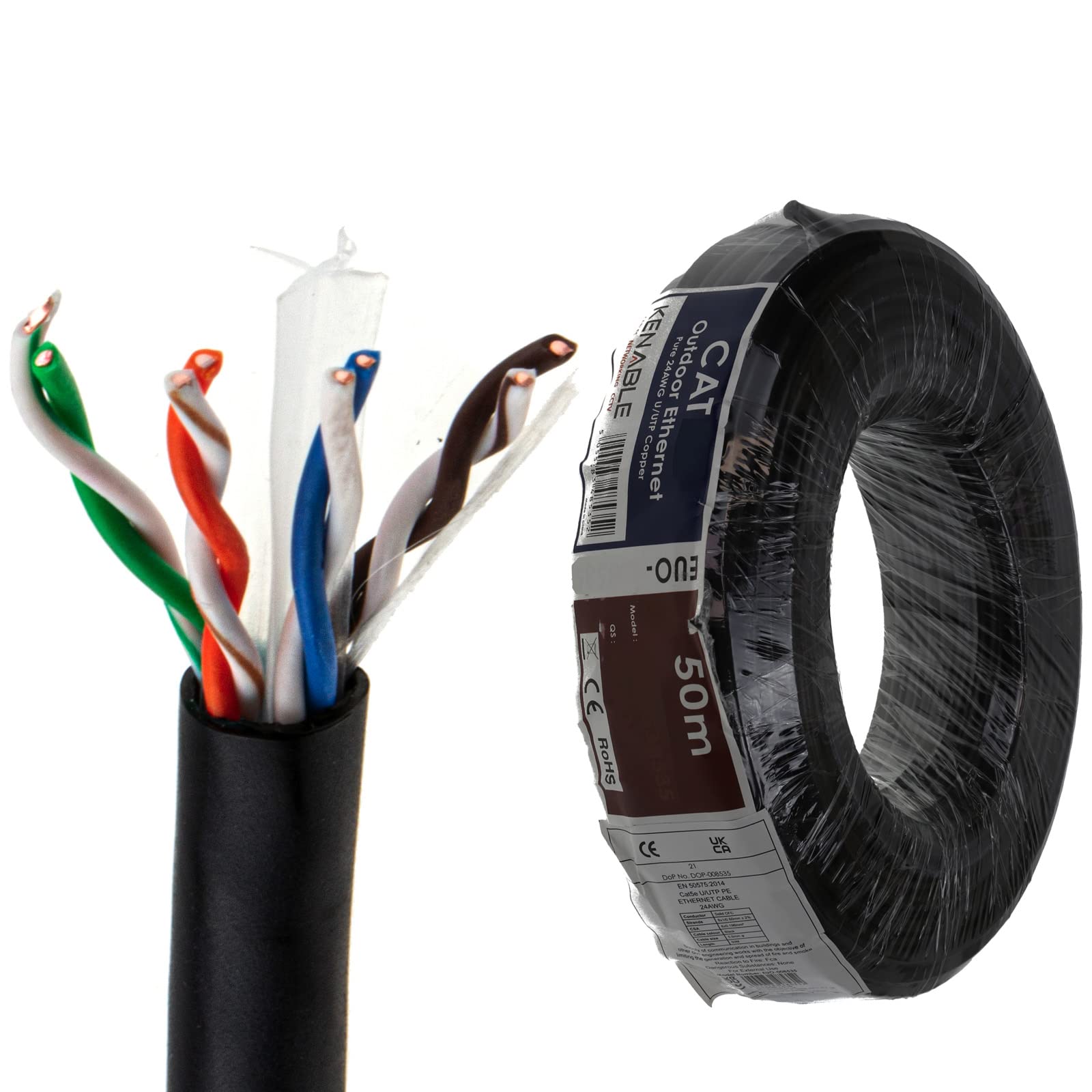 kenable CAT6 Outdoor Ethernet Cable - 50m Copper UTP Network Reel