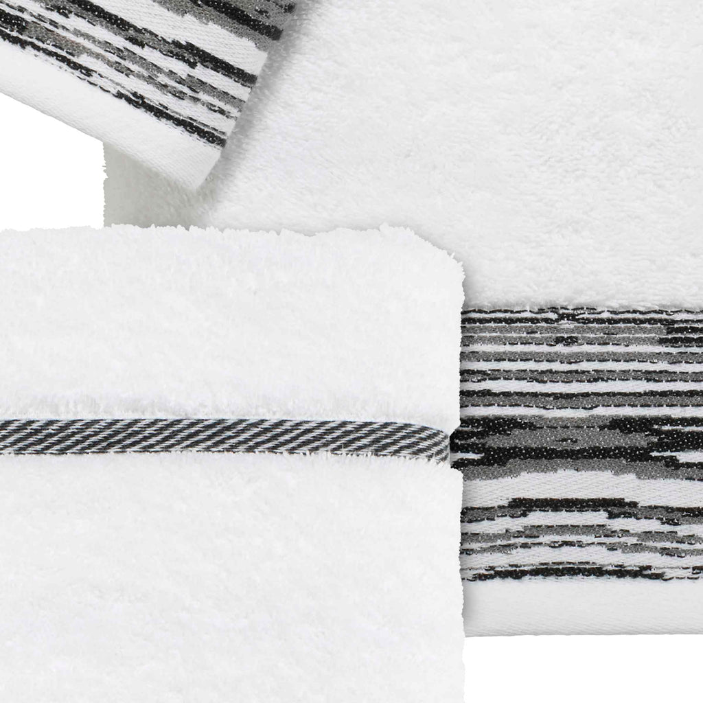 Nicole Miller - Towels, 4pc Soft & Absorbent Towel Set, Dorm Room Essentials Syndey Collection, White/Black