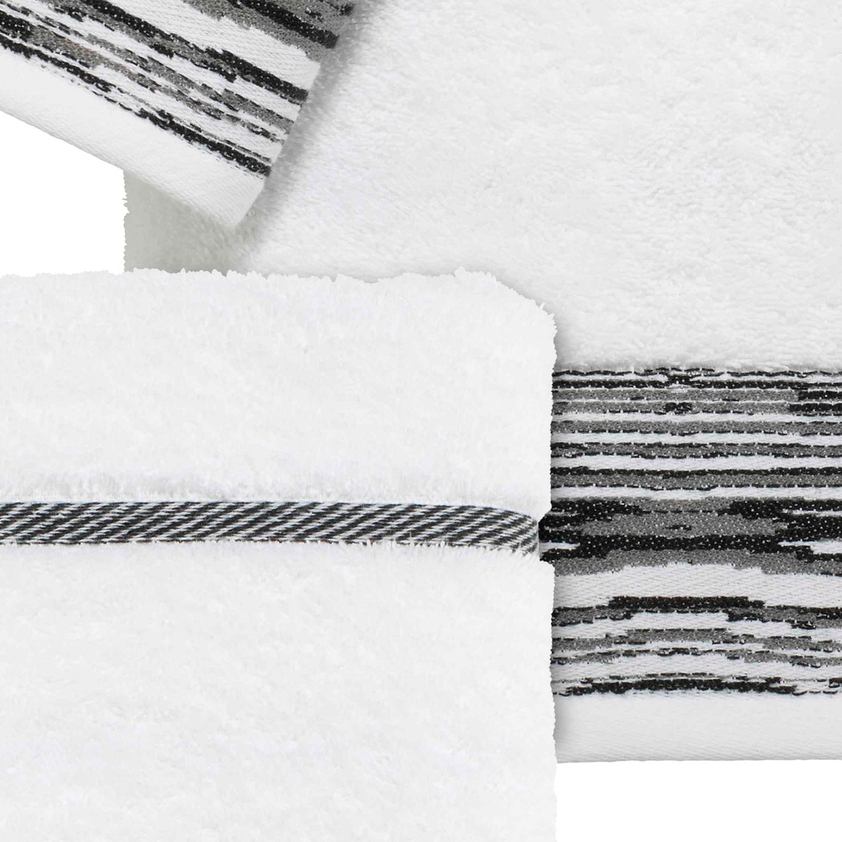 Nicole Miller - Towels, 4pc Soft & Absorbent Towel Set, Dorm Room Essentials Syndey Collection, White/Black