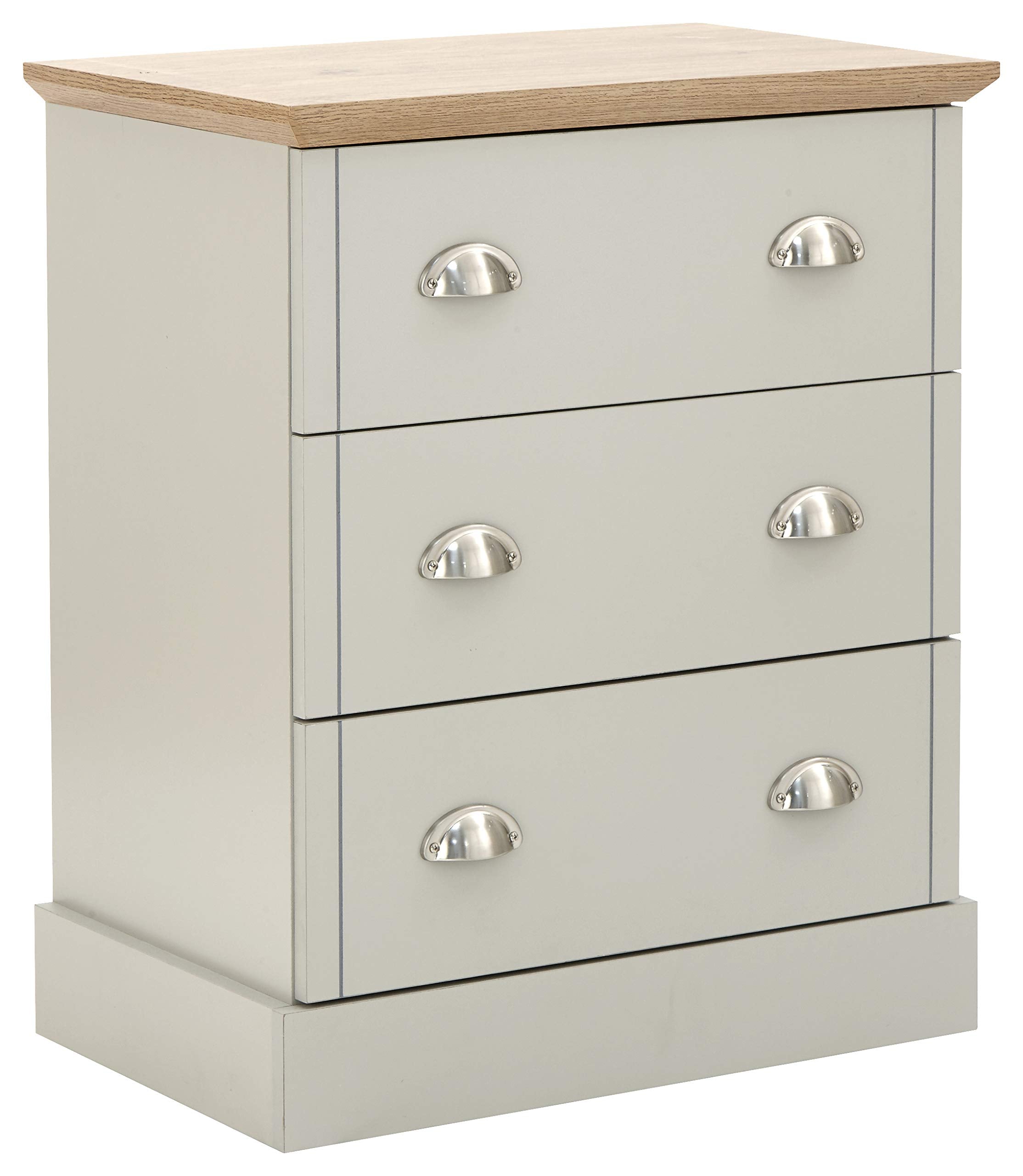 GFW Kendal 3 Drawer Chest – Grey & Oak Modern Bedroom Storage Unit