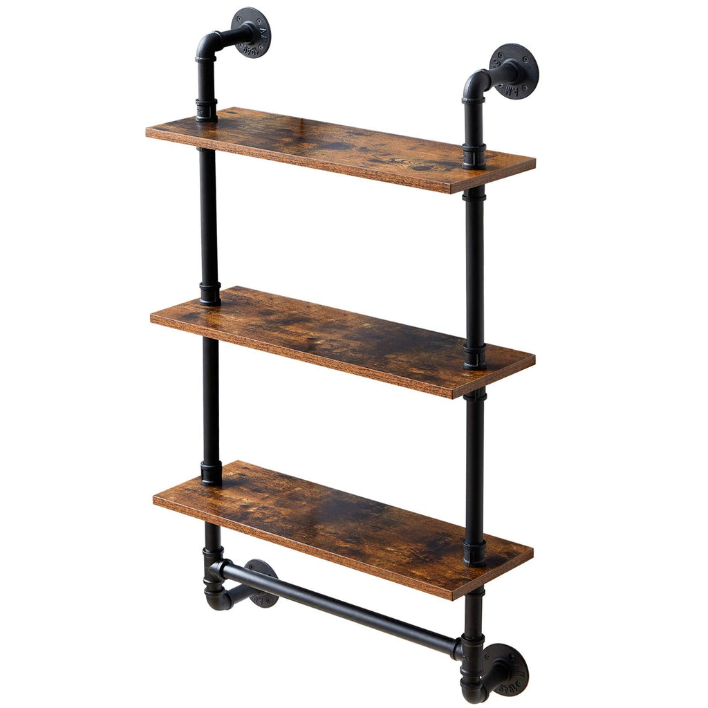 IBUYKE Industrial Pipe Floating Shelves | 2-Tier Rustic Wall Shelf