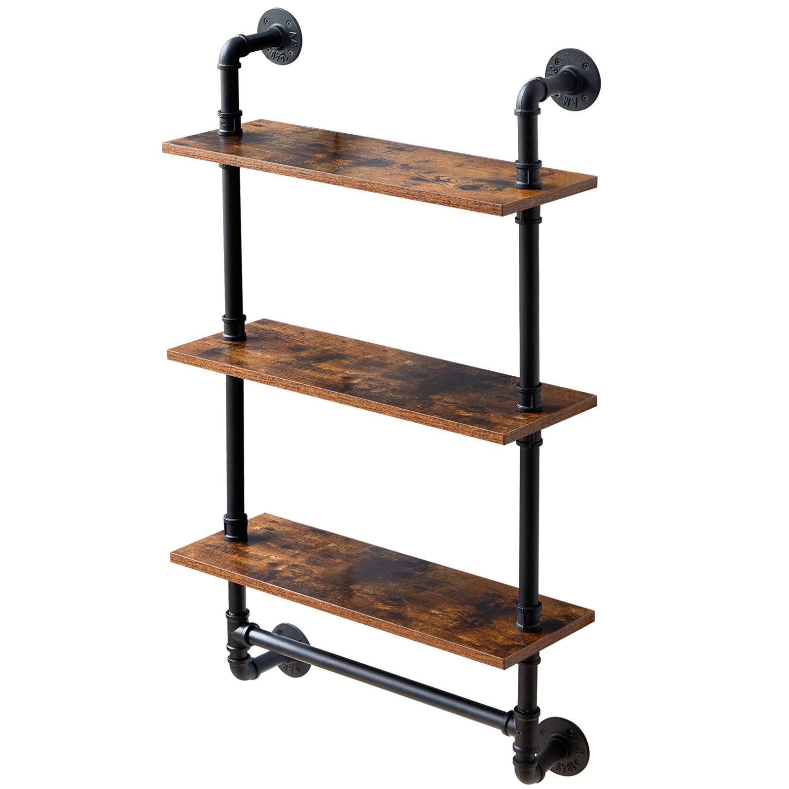 IBUYKE Industrial Pipe Floating Shelves | 2-Tier Rustic Wall Shelf