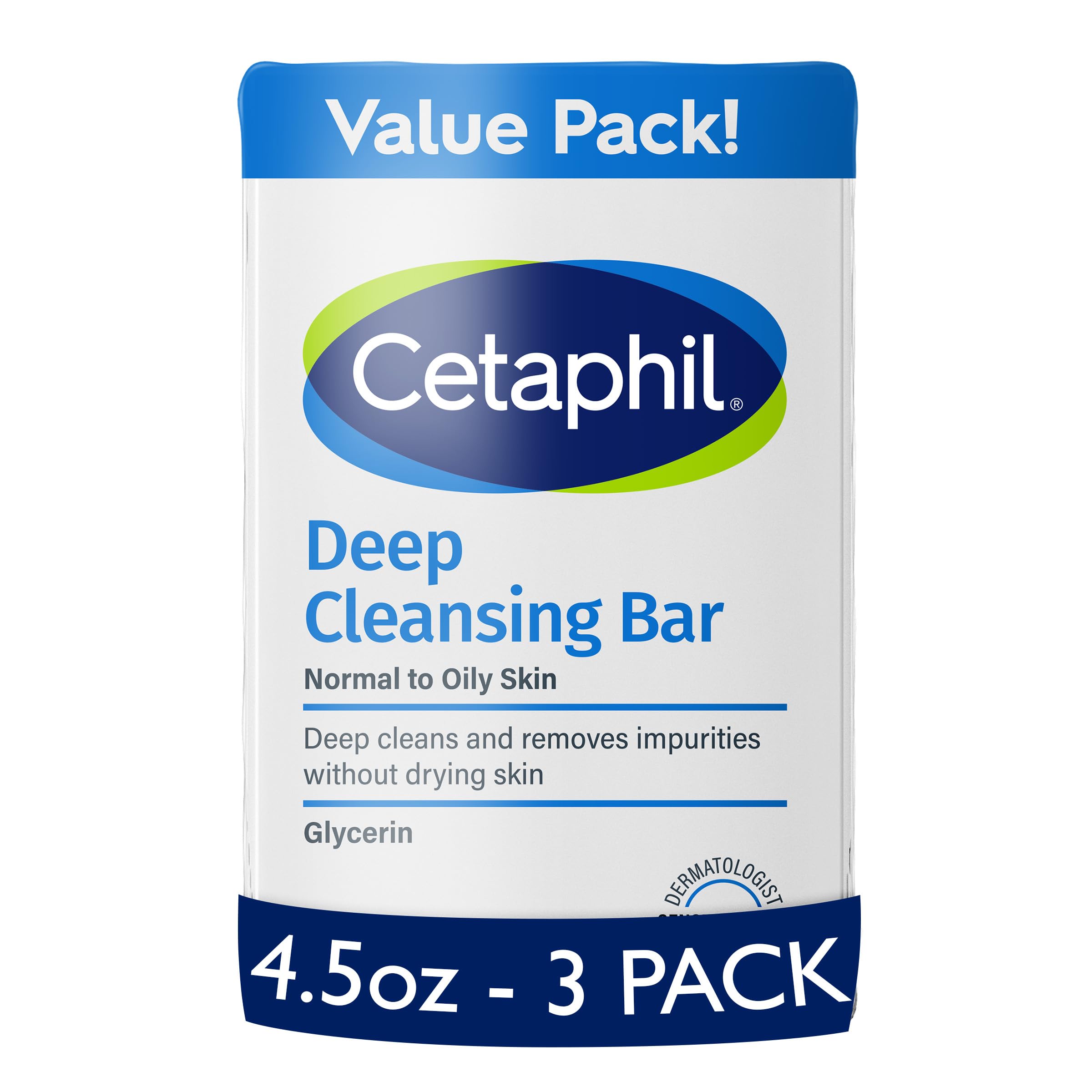 Cetaphil Deep Cleansing Face & Body Bar for Sensitive Skin | 3 Pack