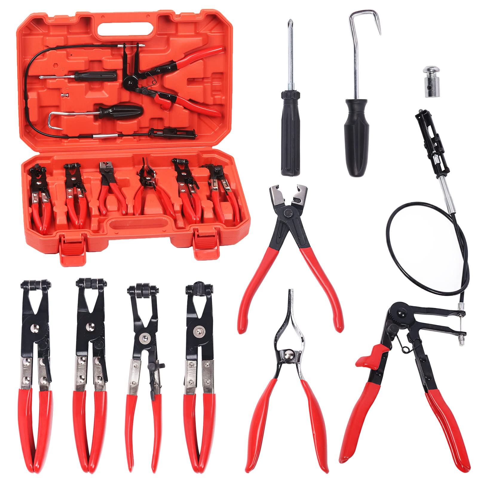 Glarks 9-Piece Hose Clamp Pliers Set | Carbon Steel Automotive Tool Kit