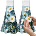 CUTHOLLOW Daisy Microfiber Tea Towels - Set of 2 Hanging Kitchen Towels