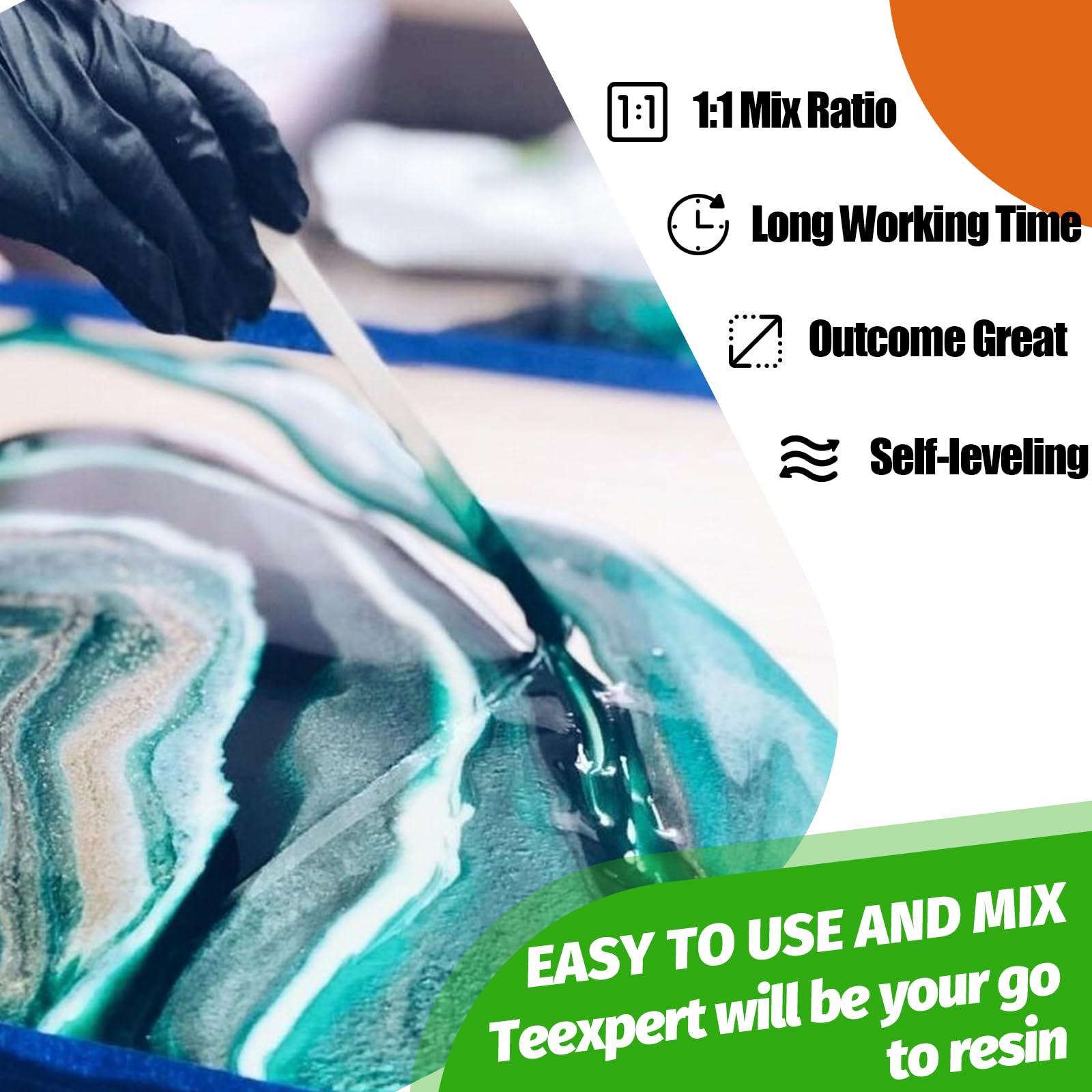Teexpert 1 Gallon Epoxy Resin Kit | Clear Self-Leveling Casting & Coating