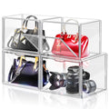 LINYAPRY Set of 4 Stackable Acrylic Purse Organizer with Magnetic Door