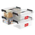Cetomo 15L*4 Storage Boxes, Carry Plastic Storage Box with Lids, Clear Organizing Container with Handle and Secure Latches - image 1