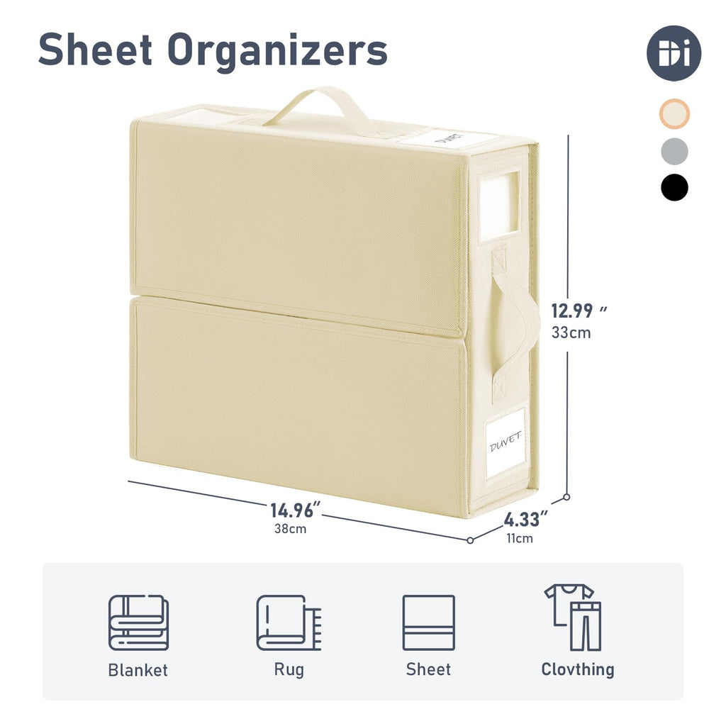 DIMJ Bed Sheet Organisers 6 Pack | Foldable Linen Storage for King & Queen