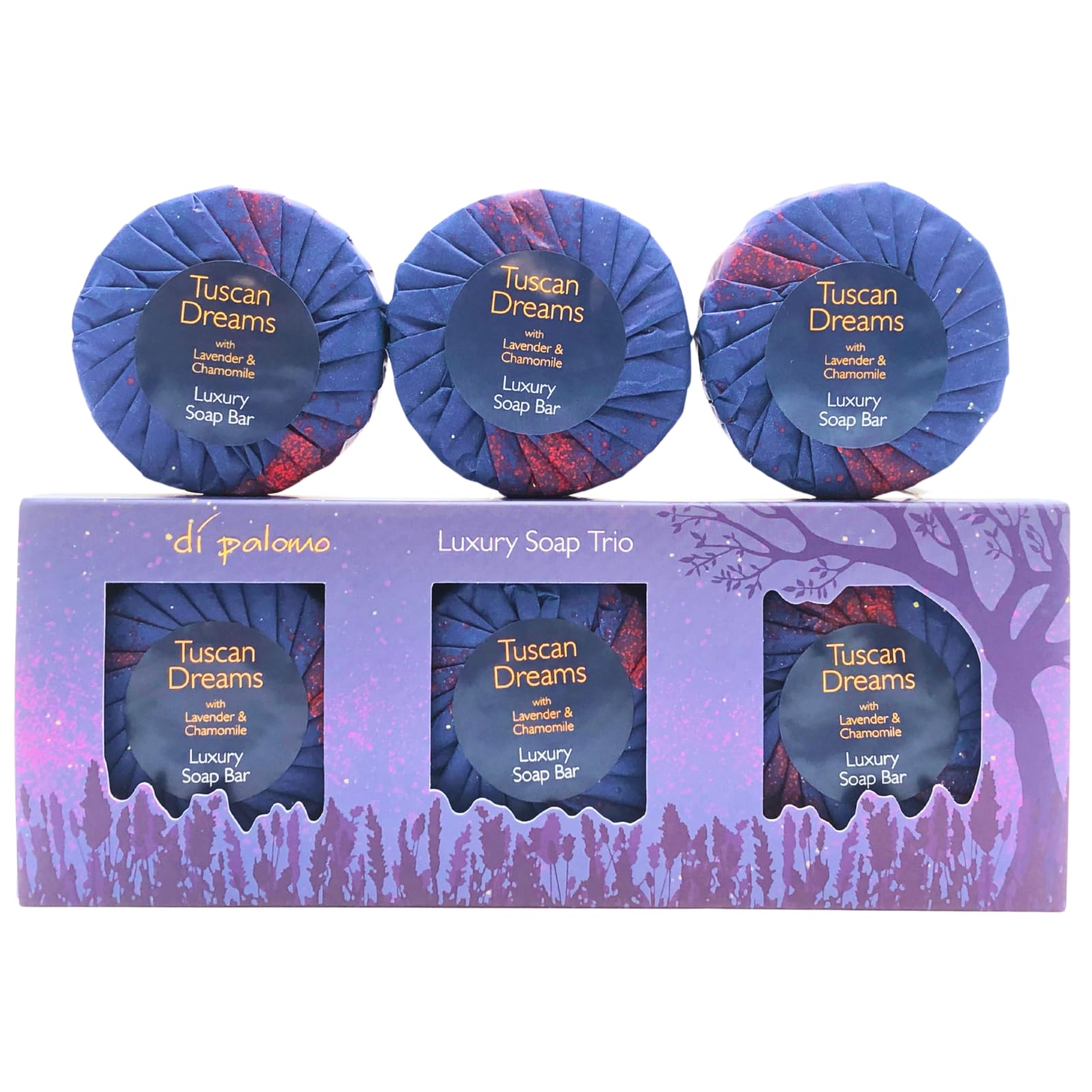 Di Palomo Tuscan Dreams Lavender & Chamomile Vegan Soap Bar Set (3 x 100g)