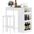 DWVO Breakfast Bar Table and Stools Set | 3-Shelf Industrial White