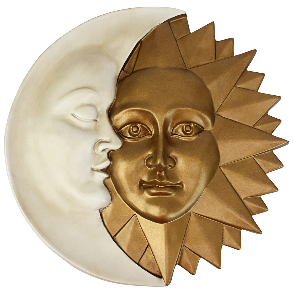 Design Toscano Sun and Moon Outdoor Wall Sculpture | Faux Gold & Ivory