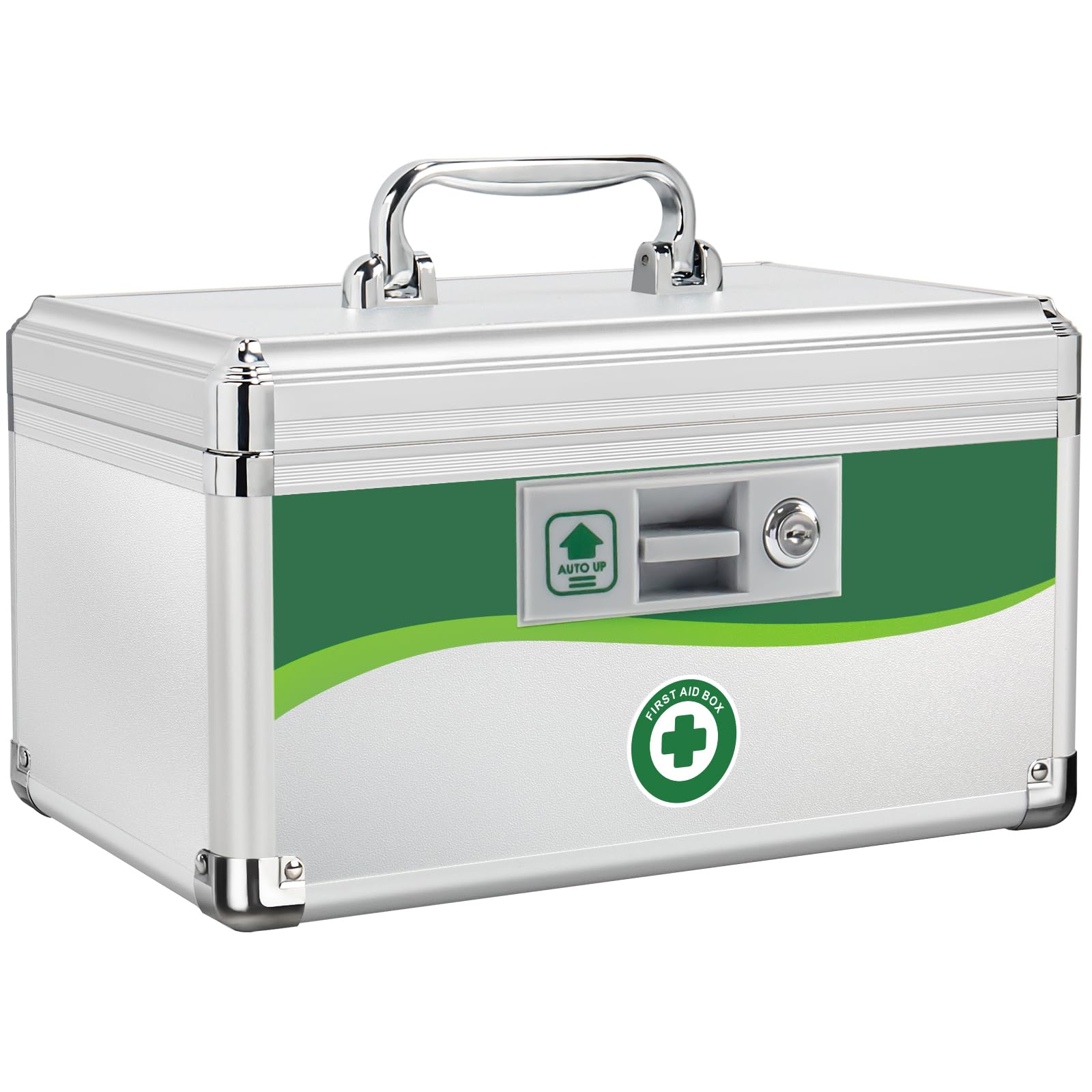 ZORVIDSON Lockable Medicine Box – Aluminum First Aid Storage with Key Lock