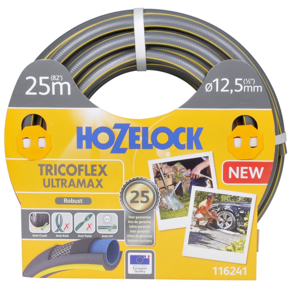 Hozelock Tricoflex Ultramax Anti-Kink Garden Hose - Grey, 12.5mm x 25m