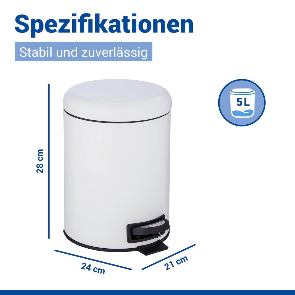 WENKO Leman Cosmetic Pedal Bin White 5 L - image 2