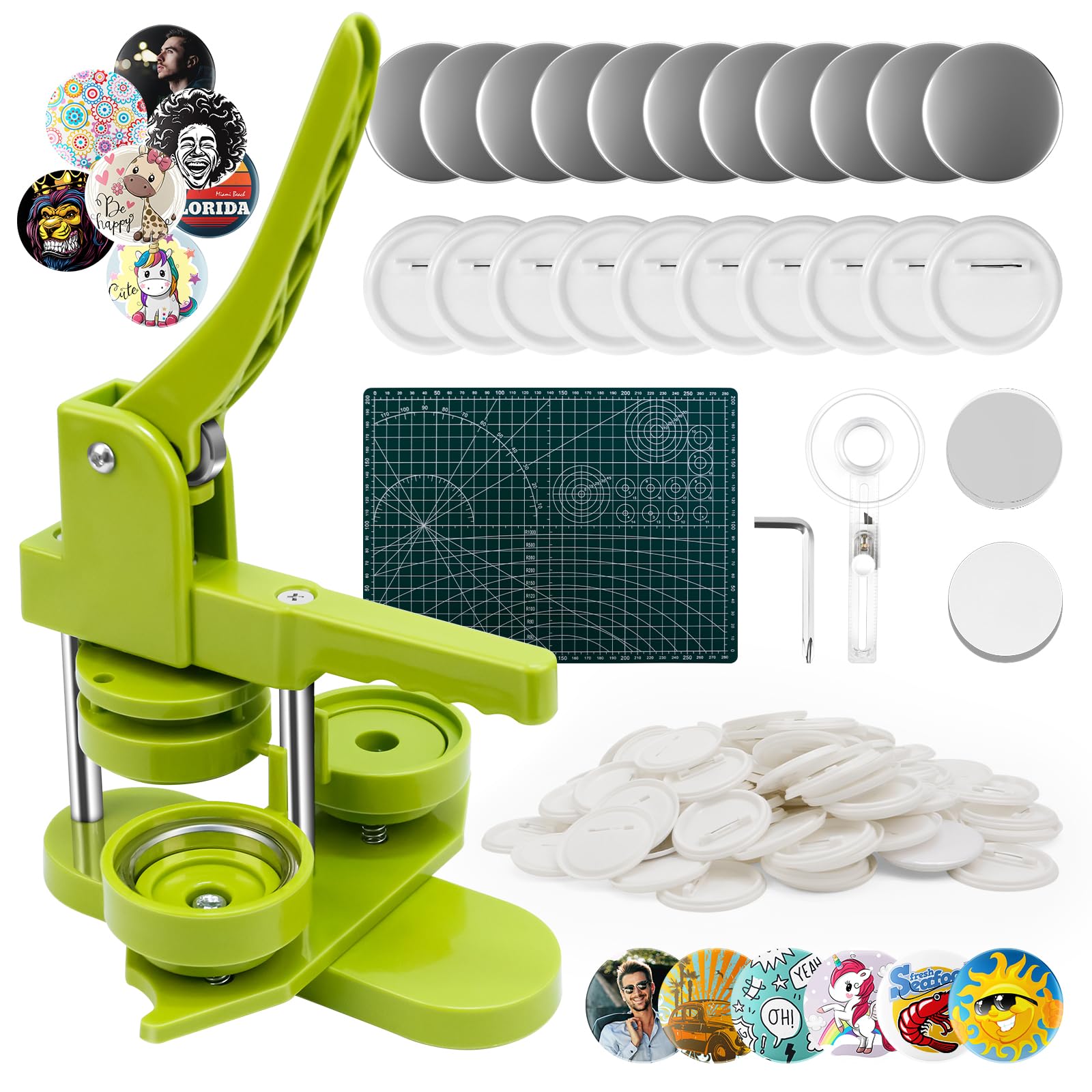Jolof Store 58mm Badge Maker Machine – 100pc DIY Button Pin Press Kit