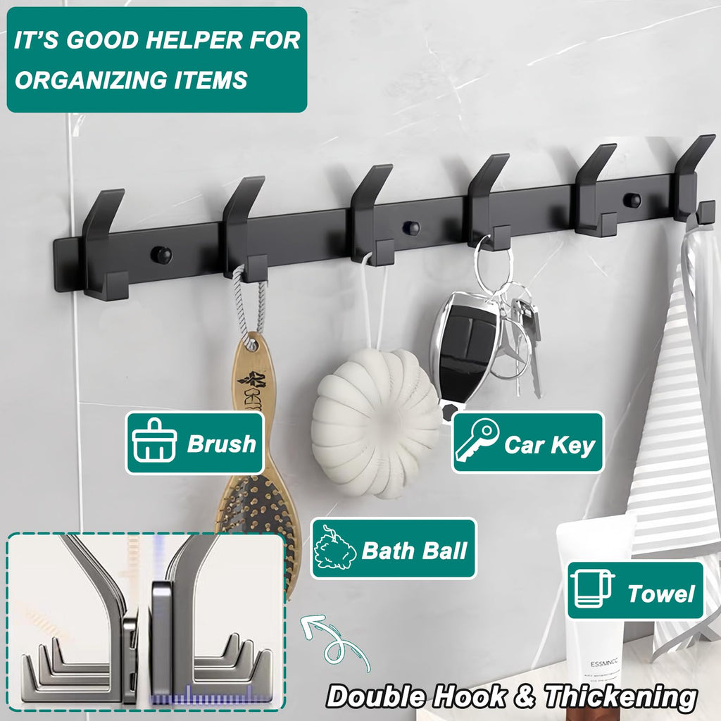QMAHA Coat Hooks Wall Mounted, Heavy Duty Coat Racks With 6 Hooks, Modern Hanger Rack for Hanging - image 4
