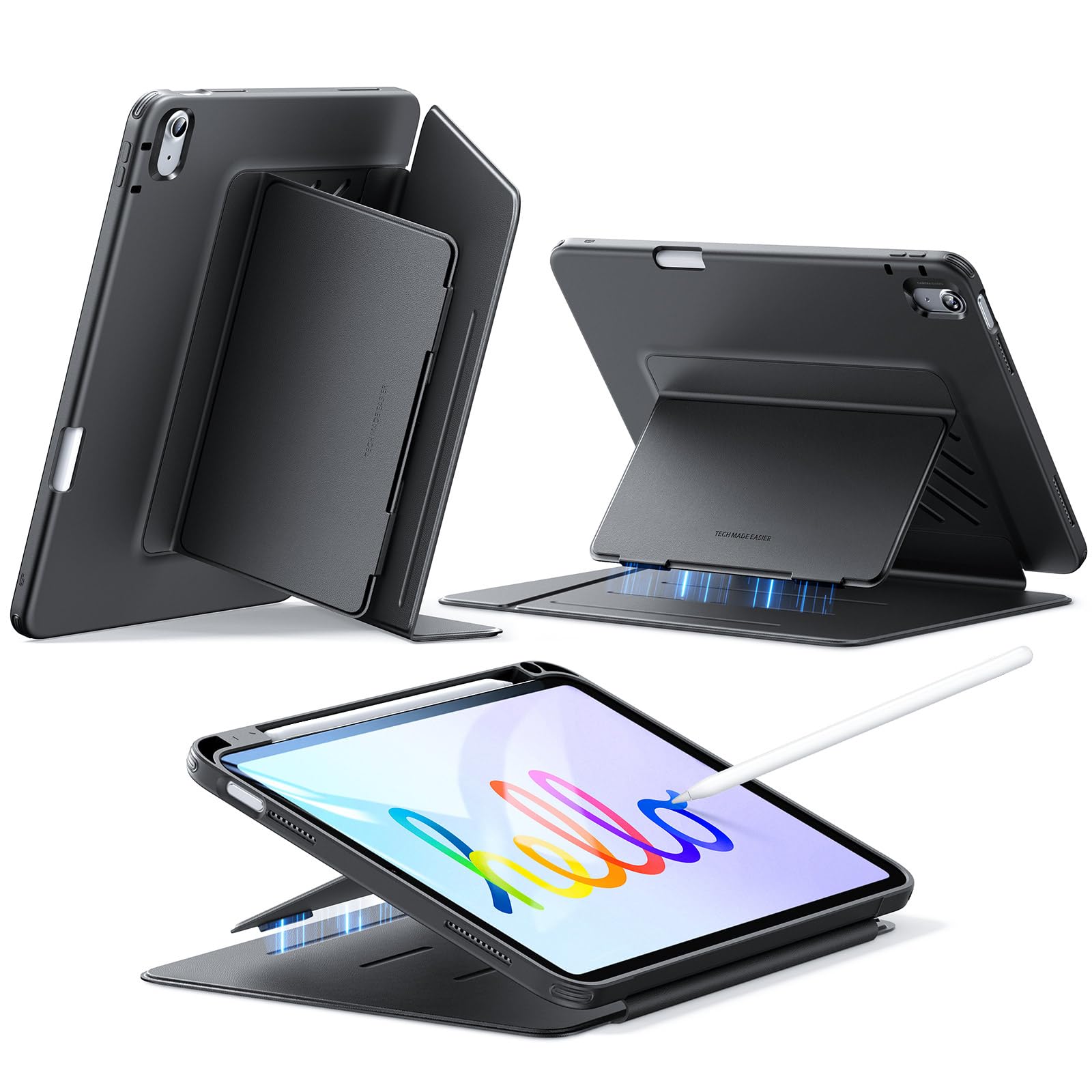 ESR iPad 11th/10th Gen Case | Vertical Stand & Pencil Holder - Black